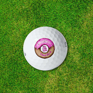 Pink Donut with Sprinkles Funny Golf Pun Doughnut Balls