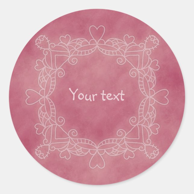 Pink doodle design classic round sticker (Front)