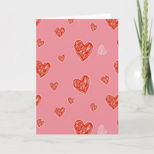 Pink Doodle Hearts Love Card
