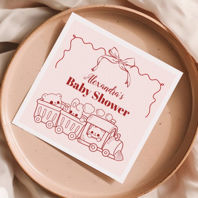 Pink Doodle Toys Bow Baby Shower Napkin (Creator Uploaded)