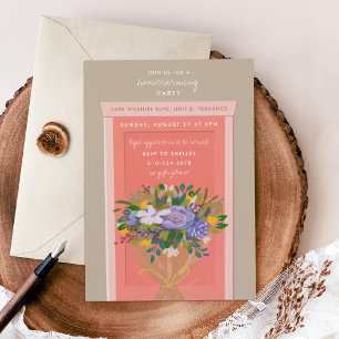 Pink Door Housewarming Party Illustrated Invitation