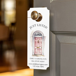 Pink Door Watercolor Listing Real Estate Agent Hanger