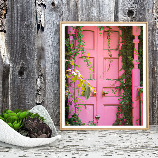 Pink Door with Vines Poster