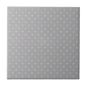 Pink Dot Grey Background Elegant Polka Dot Dotted Ceramic Tile