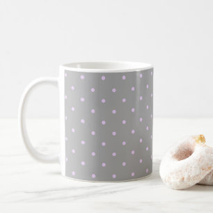 Pink Dot Grey Background Elegant Polka Dot Dotted Coffee Mug