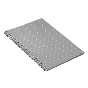 Pink Dot Grey Background Elegant Polka Dot Dotted Notebook