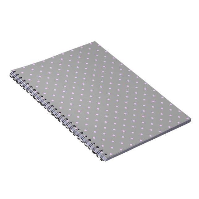 Pink Dot Grey Background Elegant Polka Dot Dotted Notebook (Right Side)