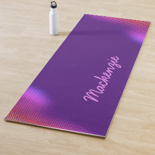 Pink Dot Pattern with Name on ROYAL PURPLE Yoga Mat