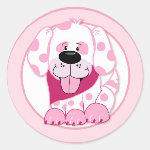 PINK DOT PUPPY DOG Envelope Seals
