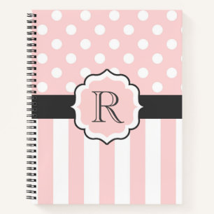 Pink Dots and Stripes Pattern Notebook