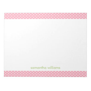 Pink Dots and Stripes Pattern Personalised Notepad