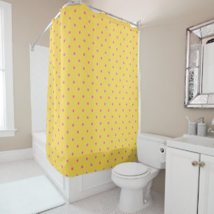 Pink dots and yellow shower curtain