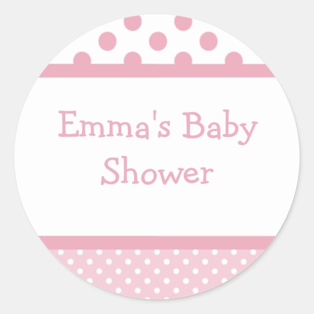 Pink Dots Baby Shower Sticker (Front)