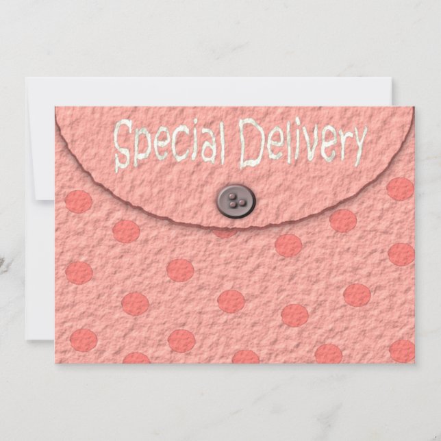 Pink Dots Envelope Girls Baby Shower Invitations (Front)