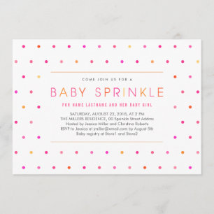 Pink Dots Modern Clean Girl Baby Sprinkle Invite