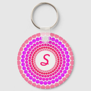 Pink Dots Monogram Key Ring