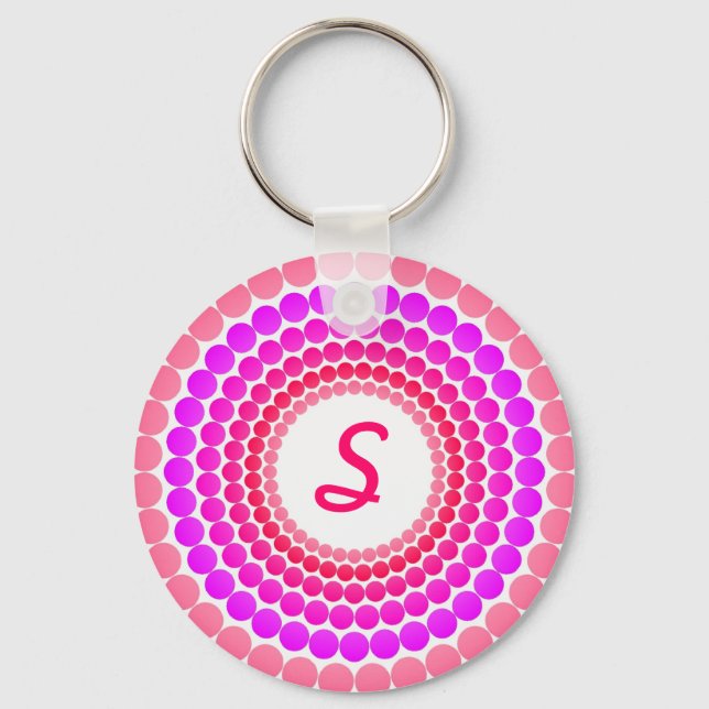 Pink Dots Monogram Key Ring (Front)