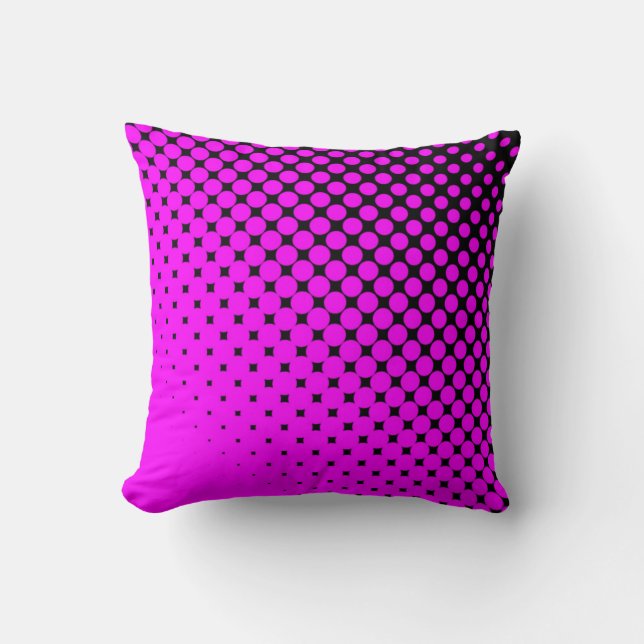Pink Dots on Black Throw PIllow (Front)