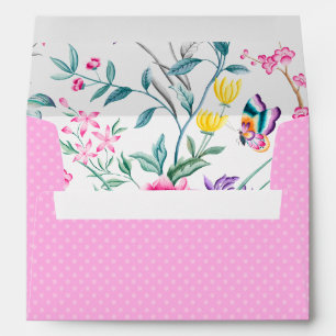 Pink Dots with Chinoiserie Floral Liner Envelope