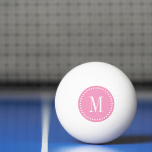 Pink Dotted Circle Monogram Personalised Ping Pong Ball