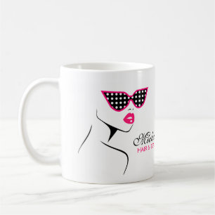 Pink dotted sunglasses hair and beauty branding coffee mug