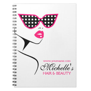 Pink dotted sunglasses hair and beauty branding notebook