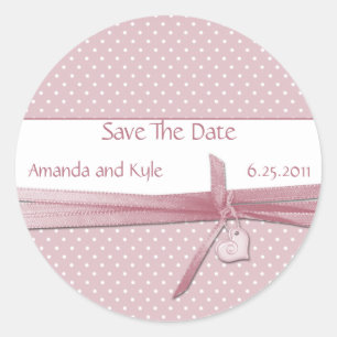 Pink Dotted Swiss Save The Date Sticker