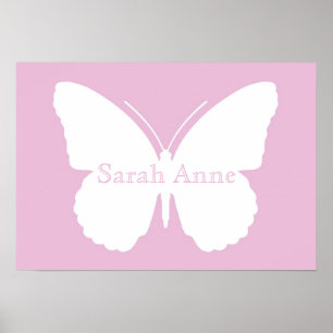 Pink Dotty Butterfly Poster