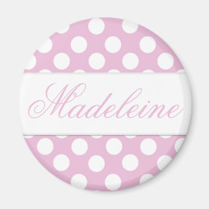 Pink Dotty Round Magnet