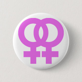 Pink Double Female Symbol 6 Cm Round Badge