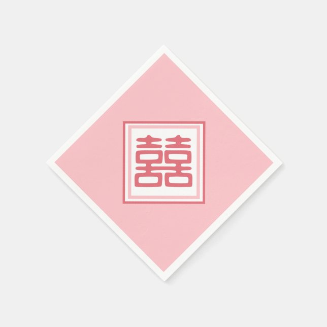 Pink Double Happiness - Square Napkin (Corner)