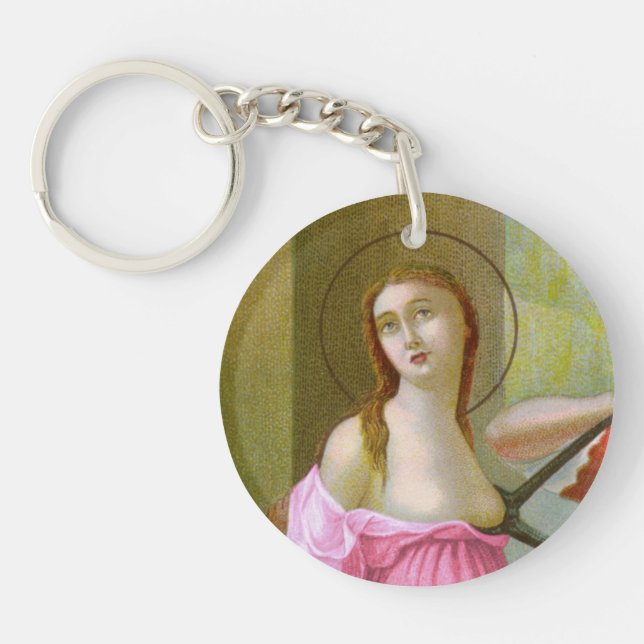 Pink Double Image St. Agatha (M 003) Key Ring (Front)