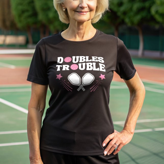 Pink Doubles Trouble Pickleball Partner Tournament T-Shirt (Creator Uploaded)