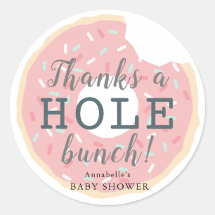 Pink Doughnut Baby Shower Thank You Sticker