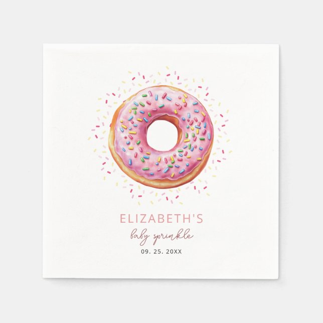 Pink Doughnut Baby Sprinkle Napkin (Front)