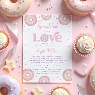 Pink Doughnut Baby Sprinkle Sprinkled with Love Invitation