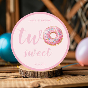 Pink Doughnut Birthday Classic Round Sticker