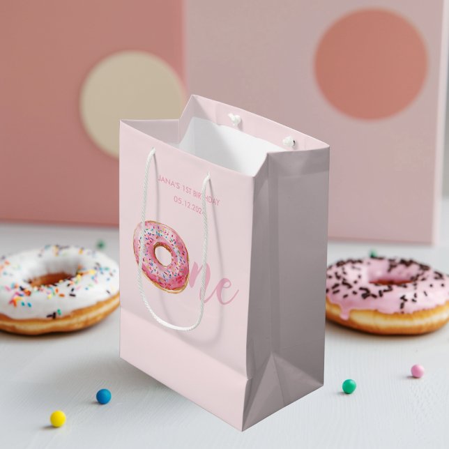  Pink Doughnut Birthday Medium Gift Bag (Creator Uploaded)