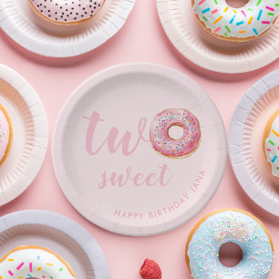  Pink Doughnut Birthday Paper Plate