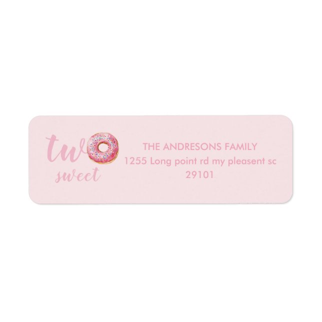  Pink Doughnut Birthday Return Address Label (Front)