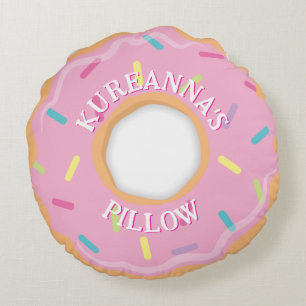 Pink Doughnut Chef, Cook or Baker Christmas Round Cushion