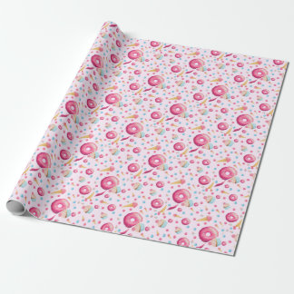 Pink Doughnut Collage Wrapping Paper