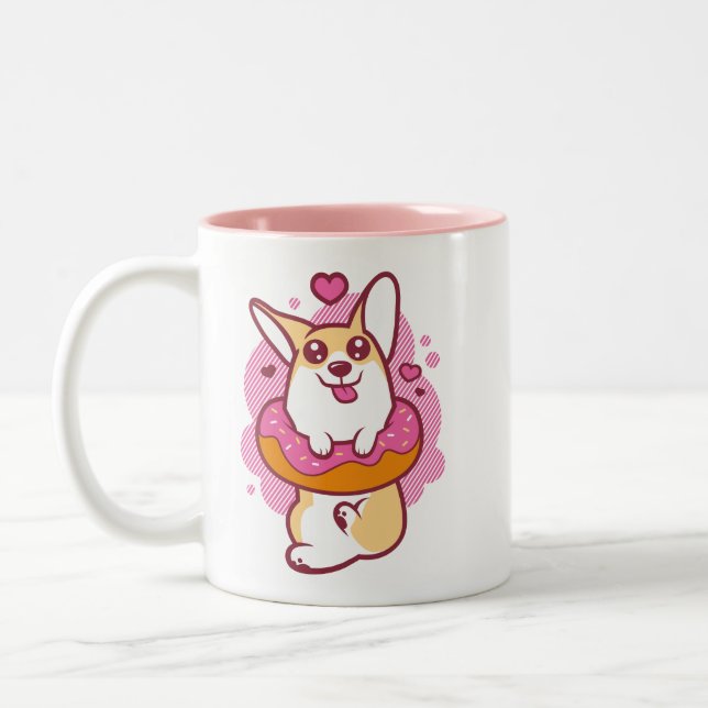 Pink Doughnut Corgi Mug (Left)