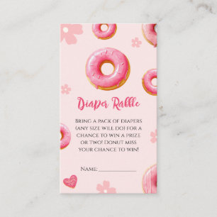 Pink Doughnut Diaper Raffle Baby Shower Card
