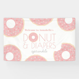 Pink Doughnut & Diapers Sprinkle Baby Shower Banner
