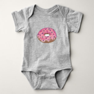Pink Doughnut Doughnut Sprinkles Breakfast Junk Fo Baby Bodysuit
