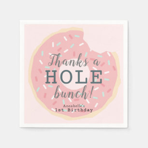 Pink Doughnut Girl's Birthday Thank You Napkin
