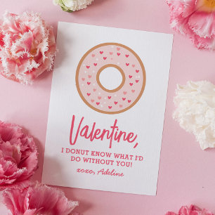 Pink Doughnut Kids Valentines Day Card
