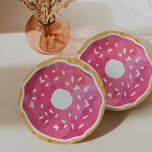 Pink Doughnut Paper Plates<br><div class="desc">Indulge your sweet tooth! Plates feature a fun pink doughnut in watercolor.</div>