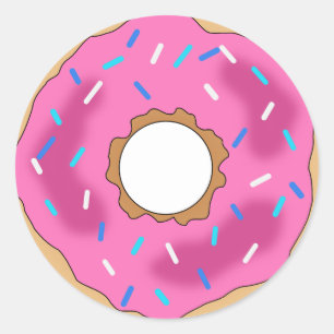 Pink Doughnut Round Stickers